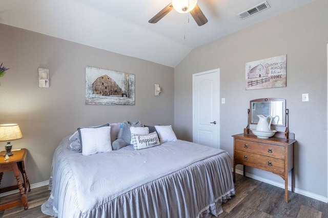 1551 Whiterock Dr, Midlothian, TX 76065 - bedroom with wood finished floors, lofted ceiling, baseboards, and a ceiling fan