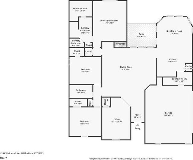 1551 Whiterock Dr, Midlothian, TX 76065 - property floor plan