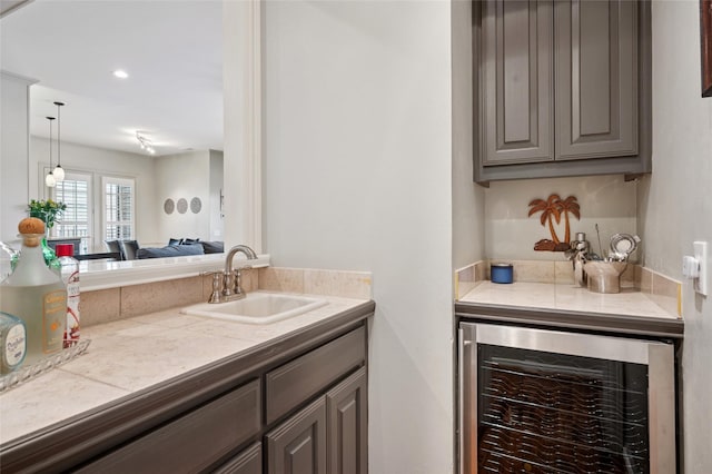 3908 Sagamore Hill Ct, Plano, TX 75025 - bathroom featuring wine cooler and vanity