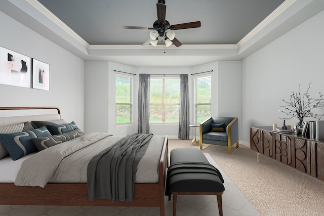 11048 Fernbury Dr, Fort Worth, TX 76179 - bedroom featuring a raised ceiling, ornamental molding, multiple windows, and carpet floors