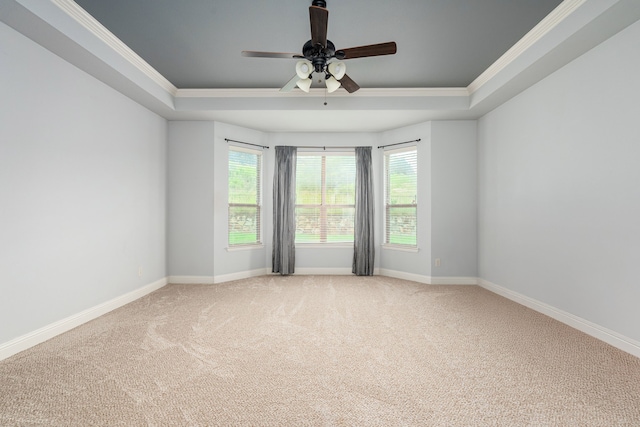 11048 Fernbury Dr, Fort Worth, TX 76179 - carpeted spare room featuring crown molding, a raised ceiling, plenty of natural light, and a ceiling fan