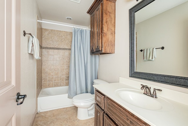 11048 Fernbury Dr, Fort Worth, TX 76179 - full bath featuring vanity, toilet, shower / bath combo, and tile patterned flooring
