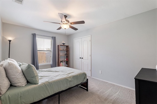 1036 Ridgetop Dr, Justin, TX 76247 - bedroom with a closet, carpet flooring, baseboards, and a ceiling fan