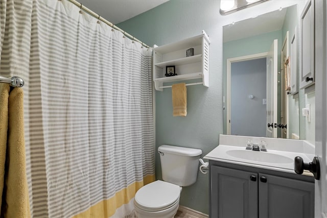 1036 Ridgetop Dr, Justin, TX 76247 - full bath featuring toilet, vanity, and a shower with curtain