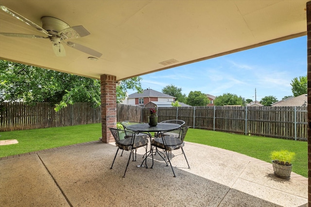 1036 Ridgetop Dr, Justin, TX 76247 - view of patio / terrace featuring a ceiling fan and outdoor dining area