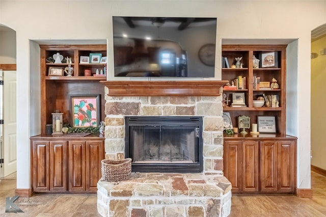 602 Prosperity Rd, Abilene, TX 79602 - living room with a stone fireplace and baseboards