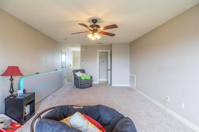 602 Prosperity Rd, Abilene, TX 79602 - living area featuring carpet floors, ceiling fan, and baseboards