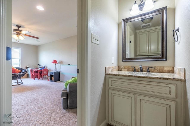 602 Prosperity Rd, Abilene, TX 79602 - bathroom featuring vanity and a ceiling fan