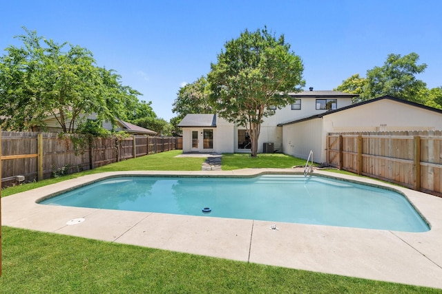 2609 Peppertree Pl, Plano, TX 75074 - view of swimming pool with french doors and cooling unit