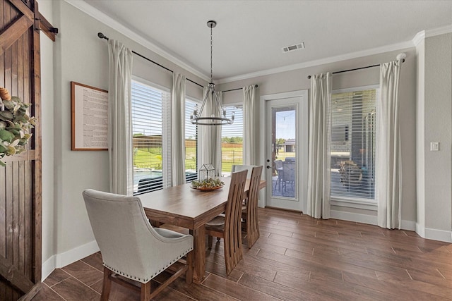 1007 Sinopa St, Caddo Mills, TX 75135 - dining area featuring crown molding, baseboards, and dark wood-style floors