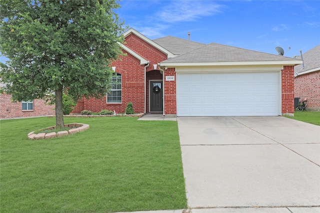 2814 Saddlebred Trl, Celina, TX 75009 - view of front of property with brick siding, concrete driveway, a front lawn, and a garage