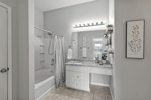2814 Saddlebred Trl, Celina, TX 75009 - full bath featuring shower / bath combination with curtain, vanity, and tile patterned flooring