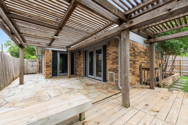 2537 Montclair Ln, Mesquite, TX 75150 - wooden terrace with a pergola, a fenced backyard, and a patio area