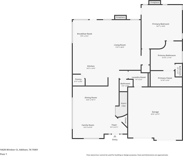 14620 Windsor Ct, Addison, TX 75001 - floor plan / room layout