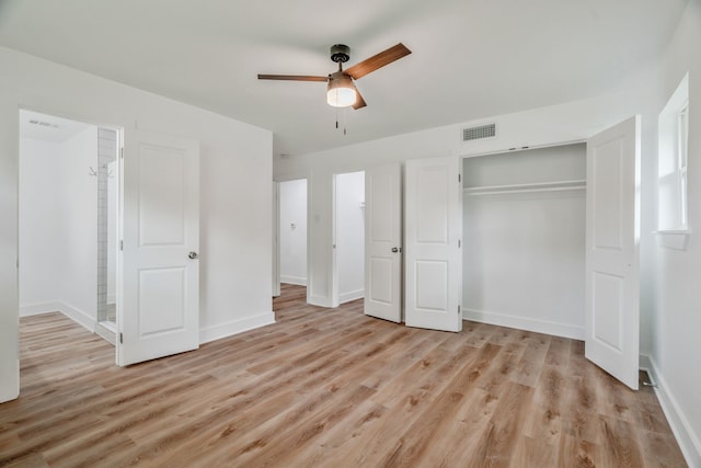 436 Crestwood Ter, Hurst, TX 76053 - unfurnished bedroom with light wood finished floors, baseboards, a closet, and ceiling fan