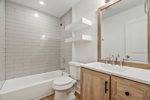 436 Crestwood Ter, Hurst, TX 76053 - full bath featuring toilet, vanity, bathtub / shower combination, and wood finished floors