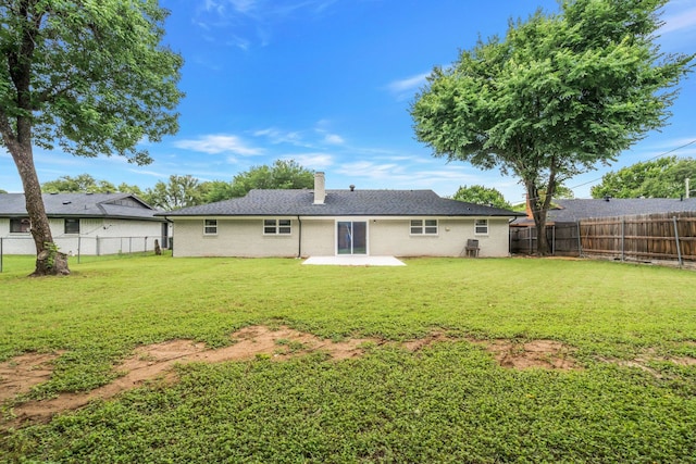 436 Crestwood Ter, Hurst, TX 76053 - rear view of house with a patio, a chimney, and brick siding