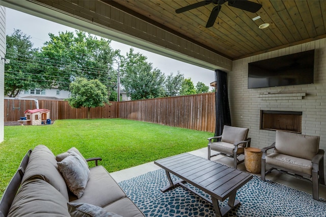 6242 Vickery Blvd, Dallas, TX 75214 - view of patio with an outdoor living space and a ceiling fan