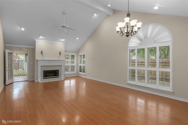 10085 Baldwin Ct, Shreveport, LA 71115 - unfurnished living room with plenty of natural light, a chandelier, baseboards, beam ceiling, and recessed lighting