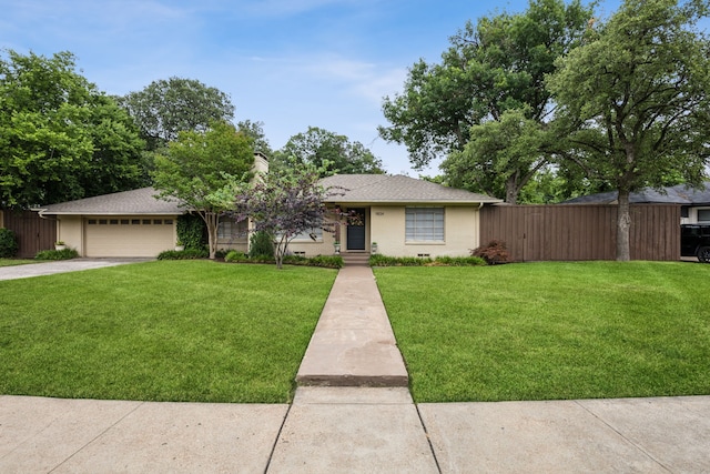9834 Carnegie Dr, Dallas, TX 75228 - view of front of home with a garage, driveway, a chimney, and roof with shingles