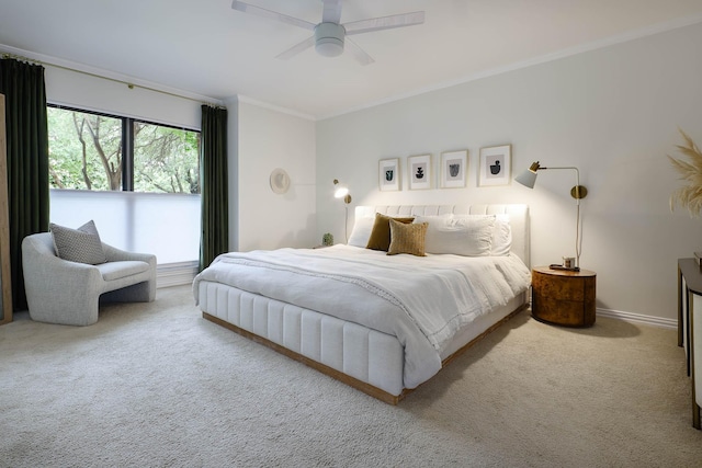 4040 Morman Ln, Addison, TX 75001 - bedroom featuring carpet flooring, crown molding, and a ceiling fan