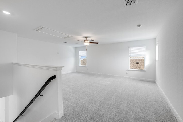 1204 Toro Trl, Fort Worth, TX 76052 - empty room with attic access, light carpet, baseboards, and ceiling fan