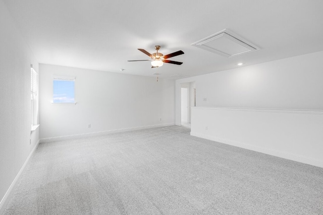 1204 Toro Trl, Fort Worth, TX 76052 - unfurnished room featuring attic access, light carpet, ceiling fan, and baseboards