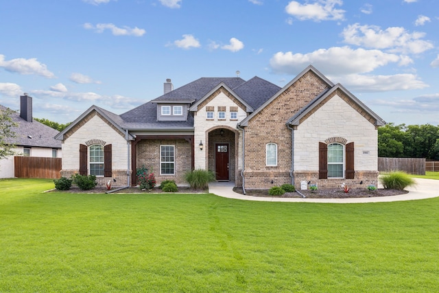 8900 Hidden Pond St, Justin, TX 76247 - french country home featuring stone siding, a chimney, and a shingled roof