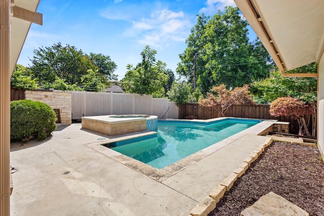 10528 Swallow Ln, Dallas, TX 75218 - view of swimming pool with a fenced backyard, a patio, and a pool with connected hot tub