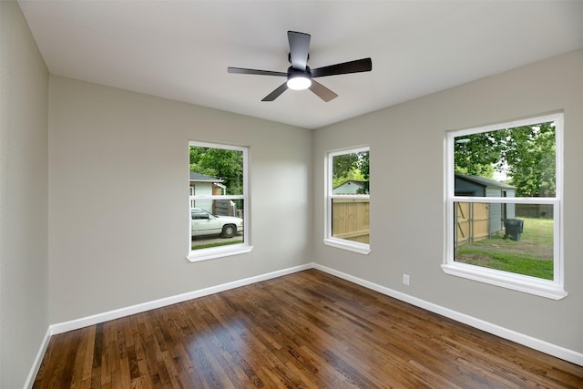 7333 Pensacola Ave, Fort Worth, TX 76116 - empty room with dark wood-style flooring, baseboards, and ceiling fan
