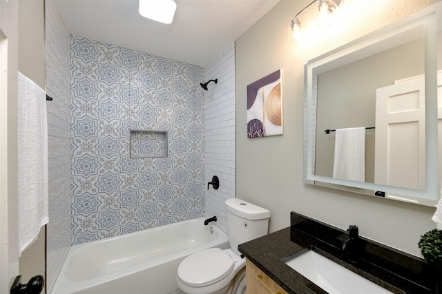 7333 Pensacola Ave, Fort Worth, TX 76116 - bathroom featuring toilet, vanity, and  shower combination