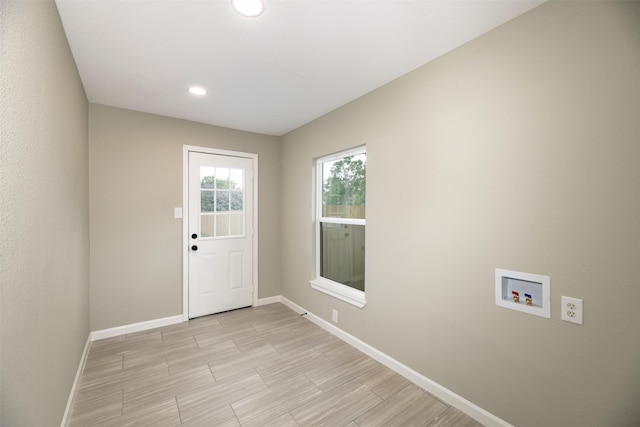 7333 Pensacola Ave, Fort Worth, TX 76116 - laundry room with washer hookup, baseboards, recessed lighting, and light wood finished floors