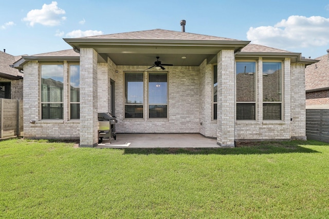 2208 13th St, Argyle, TX 76226 - back of house with a ceiling fan, a patio, and roof with shingles