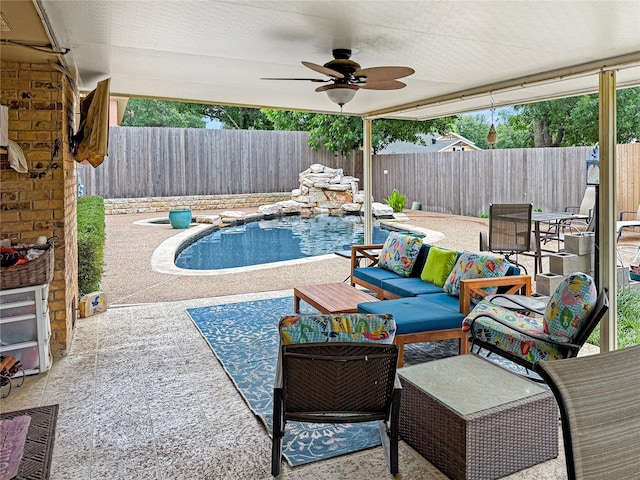 4008 Lynbrook Ln, Arlington, TX 76015 - view of swimming pool with a fenced backyard, a patio area, and ceiling fan