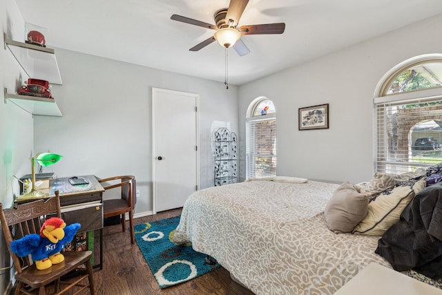 4008 Lynbrook Ln, Arlington, TX 76015 - bedroom featuring wood finished floors, ceiling fan, and baseboards