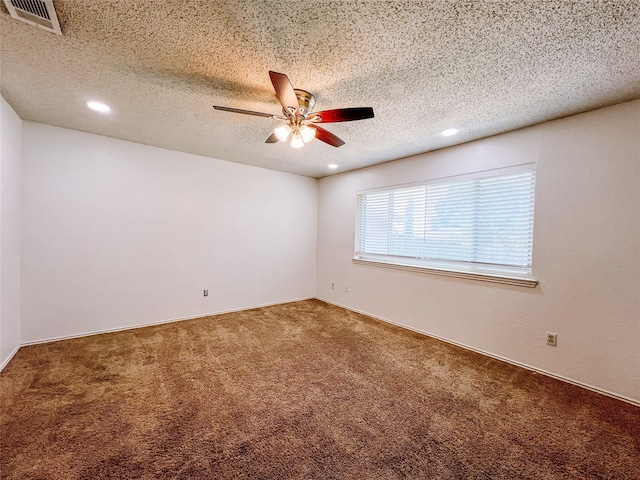 1013 Gannon Dr, Plano, TX 75025 - carpeted spare room featuring ceiling fan, recessed lighting, and a textured ceiling