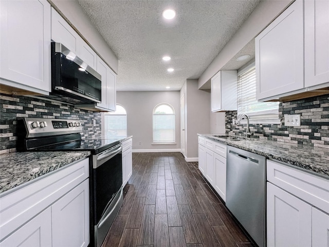 1013 Gannon Dr, Plano, TX 75025 - kitchen featuring appliances with stainless steel finishes, a sink, a textured ceiling, baseboards, and recessed lighting