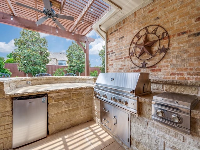 11483 Mirage Ln, Frisco, TX 75033 - view of patio / terrace featuring a ceiling fan and a pergola