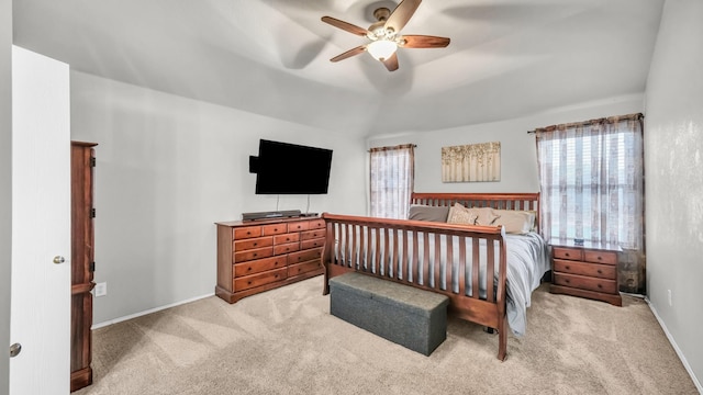 229 Willow Creek Dr, Weatherford, TX 76085 - bedroom with carpet, baseboards, a ceiling fan, and vaulted ceiling