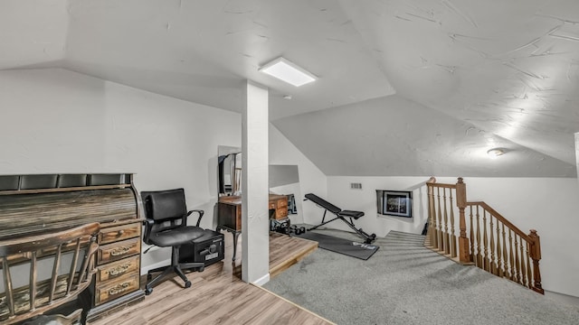 229 Willow Creek Dr, Weatherford, TX 76085 - office featuring vaulted ceiling and wood finished floors