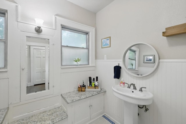 1425 W Gambrell St, Fort Worth, TX 76115 - bathroom with a wainscoted wall
