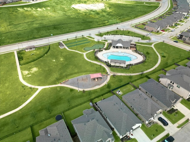 9117 Conroe Dr, Denton, TX 76226 - aerial perspective of suburban area with a pool area