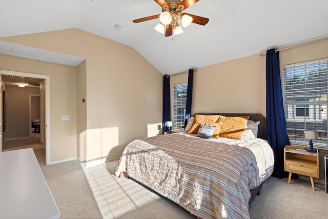 152 Leonard St, Lewisville, TX 75057 - bedroom featuring vaulted ceiling, carpet, a ceiling fan, baseboards, and attic access