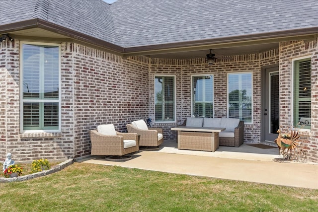 2141 Vanderbilt Dr, Weatherford, TX 76088 - view of patio / terrace with an outdoor living space and ceiling fan