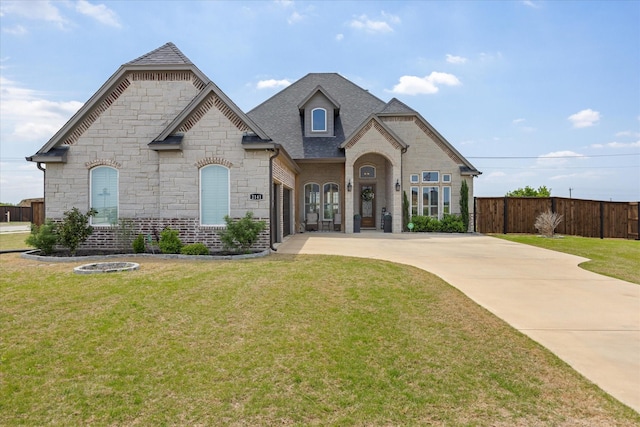 2141 Vanderbilt Dr, Weatherford, TX 76088 - french country home with stone siding, concrete driveway, and a shingled roof