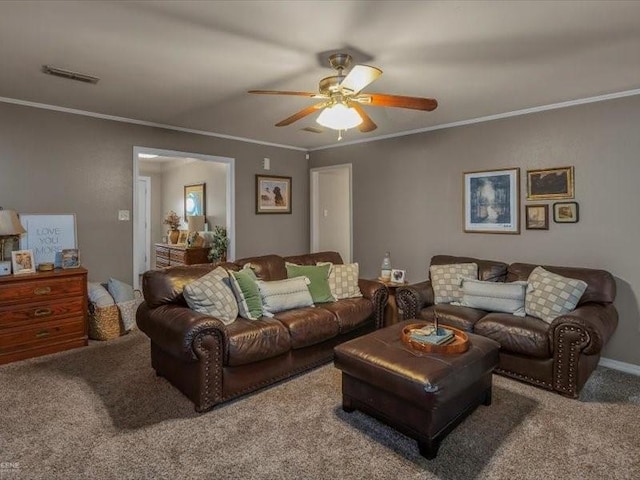 113 Park Blvd, Benton, LA 71006 - carpeted living area featuring ceiling fan and ornamental molding