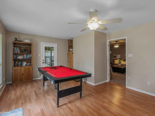 113 Park Blvd, Benton, LA 71006 - rec room featuring pool table, light wood-style floors, a ceiling fan, and baseboards
