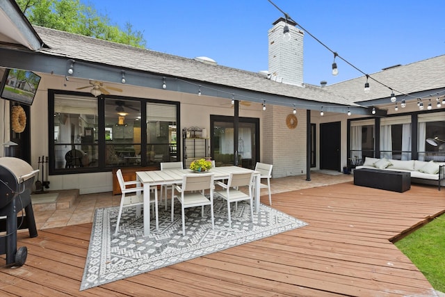 9402 Spring Hollow Dr, Dallas, TX 75243 - wooden deck featuring an outdoor hangout area and outdoor dining area