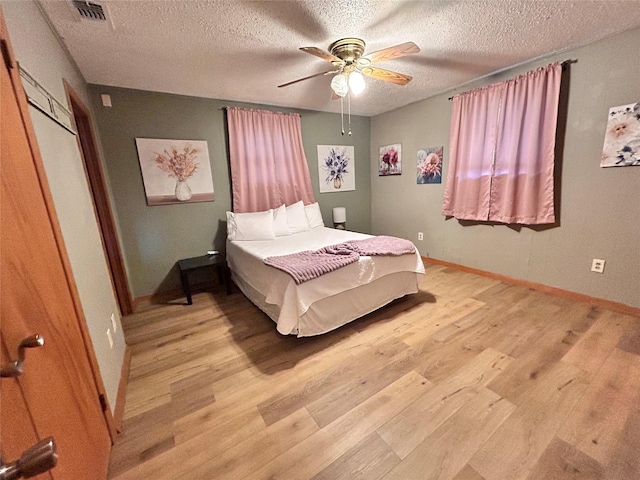 155 Saint Andrews Rd, Amarillo, TX 79118 - bedroom featuring light wood finished floors, baseboards, a textured ceiling, and ceiling fan