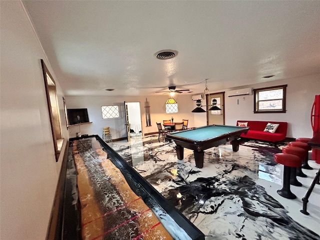 155 Saint Andrews Rd, Amarillo, TX 79118 - game room with a wall unit AC, billiards, and ceiling fan